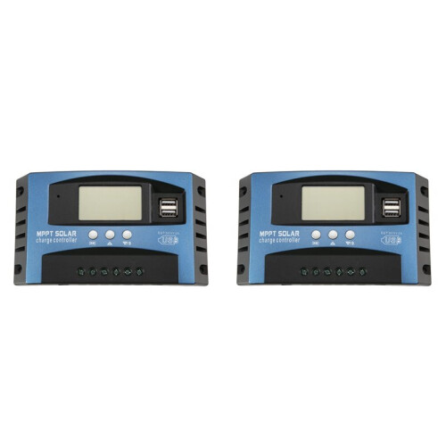 2X 100A MPPT Solar Charge Controller Dual USB LCD Display 12V 24V Auto Solar Cell Panel Charger Regulator with Load