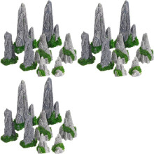Mountain Decorative Miniature Set,Resin Model Making Landscape Rock Garden Set for Indoor Garden Accessories,24 Pcs