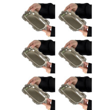 6X Vintage Embossed Stainless Steel Tray Serving Platter for Desserts Jewelry Storage Snack Plate for Dining Table Decor