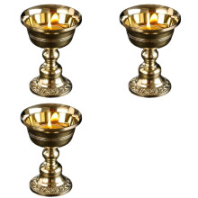 3X Brass Candle Cup Series Buddhist Tibetan Lamp Holder Wedding Banquet Home Table Decoration Brass Butter Lamp