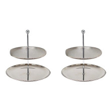 2X Stainless Steel Tray for Jewelry Keys Cakes Multi Layer Display Plate Store Counter Shelf with Non Slip Base