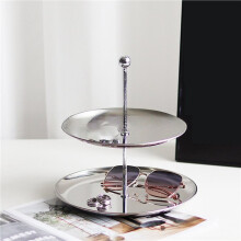 2X Stainless Steel Tray for Jewelry Keys Cakes Multi Layer Display Plate Store Counter Shelf with Non Slip Base