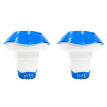2X Dispensador de Cloro Flutuante de 5 Polegadas para Piscina, com Liberação Ajustável para Uso Interno e Externo.