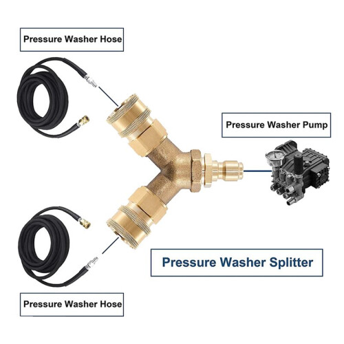 2X Tee Spliter Adapter with 3/8 Inch Quick Release Connector for High Pressure Washer 2