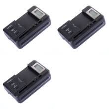 3X Universal Mobile Battery Charger LCD Indicator Screen with USB-Port for Cell Phone Chargers Battery Charging US Plug