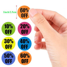 6000 Pieces Percent Off Sticker 10 to 60 Percent Stickers Labels Adhesive Labels Sale for Retail Store,1 Inch,12 Rolls