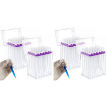 4 Set 10ml Racked Laboratory Pipette Tips with Filter Include 96 Pcs Pipettor Tips for Laboratory, Universal Type, Clear