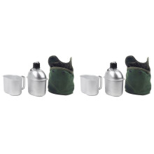 2X Outdoor Canteen Cookware Set 0.9L Canteen Cup Portable Water Bottle with Grab Handle Cup for Outdoor Camping Hiking