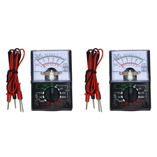 2X  Analog Multimeter Tool AC/ 1000V Voltmeter 500mA Ammeter 1K Resistance Meter Handheld Pointer Voltage