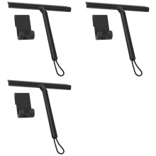 3X Silicone Shower Squeegee with Hook & Lanyard, Black Window Glass Scraper, Mirror Screen Wiper, Multi Cleaner