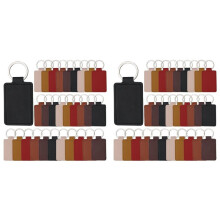 120Pcs PU Leather Keychain,6Colors Rectangular Leather Key Fob Kit,Engraving Keychain for Stamping