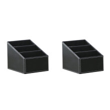 2X PU Leather Desk Stationery Organizer,Multi-Function Desk Storage Box for Office Pen,Business Name Cards Black