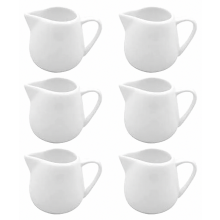 6-teiliges Set eleganter Milchschaumkännchen aus Keramik mit Griff, 130 ml Milchkanne mit tropffreiem Ausguss für Kaffee und Cappuccino