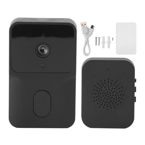 Tuya  Doorbell with HD Night Vision WIFI 2-Way Intercom Real- Viewing for Home Security System Black