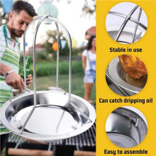 5X Chicken Roaster Rack Baking Cooking Pans Non-Stick BBQ Grill Rack Stand Holder Tray with Bowl BBQ Accessories Tools