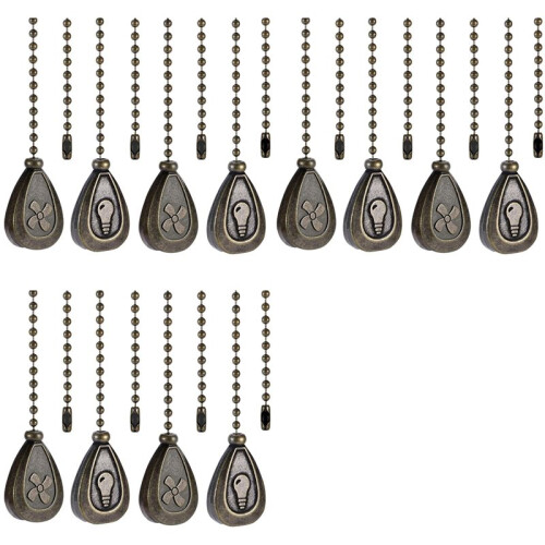 12 Pack Bronzed Ceiling Fan Pull Chain Extension, Classic Drop Shaped Pendant Pull Chains for Ceiling Fans and Lights