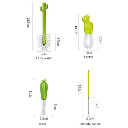 3X Cactus Bottle Brush, Straw Brush, Multifunctional Cleaning Brush Set, Full-Angle Cleaning 2