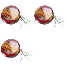 3pcs 4 Inch Trailer Dynamic Tail Light 24V LED Truck Brake Light LED Round Water Hamburger for Cars, Boats, Buses