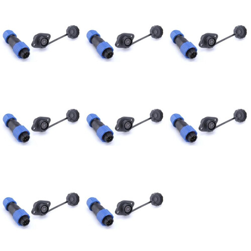 8X SP13 Waterproof Connector IP68 6 Pin Cable Connectors Male/Female Plug and Socket Nut/Flange/Docking