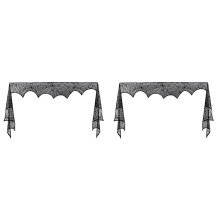 2X Bufanda para Manto de Chimenea de Halloween, Mantel de Telaraña, Cubierta para Manto de Chimenea de Encaje Negro, Fiesta Festiva, Decoración