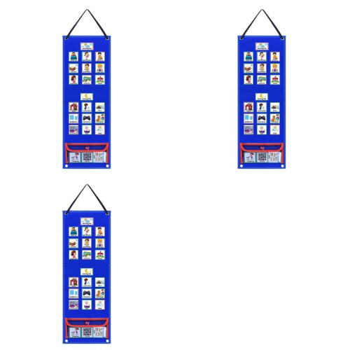3X Visual Schedule for Kids Daily Routine Chart with 70 Cards Calendar Pocket Autism Learning Behavioral Tool for School