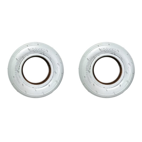 2X Pneu Externo Cinza de 8 Polegadas (200x50) para Roda Dianteira de Cadeira de Rodas Elétrica