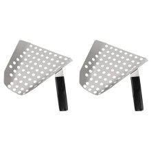 2X Popcorn Scoop Ergonomic Single Handle Stainless Steel Fries French Fry Scooper with Holes for Movie Theater Shop