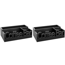 2X Coffee Bar Organizer for Countertop - Elegant Wooden for Coffee Pods, Creamer, and Accessories