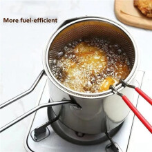 2X Small Frying Pan with Frying Basket Stainless Steel Frying Pan Home Frying Pan with Anti-Scalding Silicone Handle
