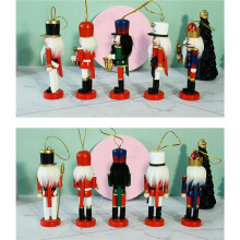 15Pc Christmas Nutcracker Wooden Ornaments Saxophone Soldiers Manual Decorations 13cm Christmas Tree Decoration