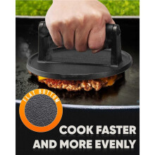2X Heavy-Duty Cast Iron Burger Press, 6.5 Inches, Perfect for Griddle, Grill & Skillet, Ergonomic Handle