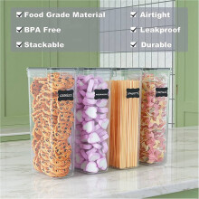 Airtight Tall Food Storage Container Set, 6Pcs 2.8L Spaghetti Containers for Pantry Organization and Storage