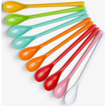 10 Pack Long Plastic Coffee Spoons, Reusable Dessert Spoons for Ice Cream, Yoghurt, Jam, Tea, Cocktails and Kitchen Serving