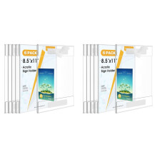 Acrylic Sign Holder 8.5x11inch Wall Mount,12 Pack Wall Mount Sign Holders, Wall Signs Photo Menu Flyer Display Holders,