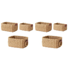 6pcs Woven Storage Basket,Paper Rope Storage Basket with Handle,Small Woven Basket for Organising,Decorated Gift Basket