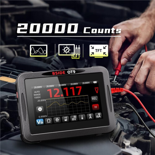 BSIDE OT9 Handheld Oscilloscope Multimeter,2 Channels 20000 Counts Digital Multimeter Data Recorder DDS Signal Generator