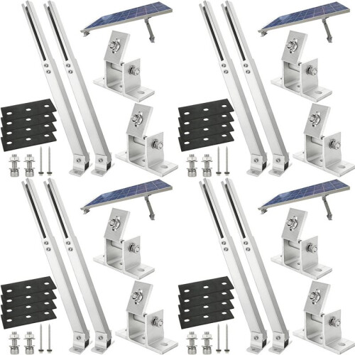 4X Adjustable Solar Panel Tilt Mount Brackets Aluminum Alloy Solar Panel Mounting for Flat Surface Roof RV Boat Off-Grid