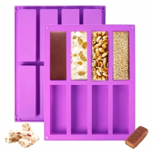 2 Stück Müsliriegel Backform aus Silikon, antihaft Rechteckform mit 8 Mulden, lila Riegelform für Brot, Kuchen, Pudding und Seife