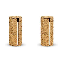 2X Stand Paper Storage with Lid,Toilet Tissue Holder Free Standing Water Hyacinth Wciker Toilet Paper Organizer Basket