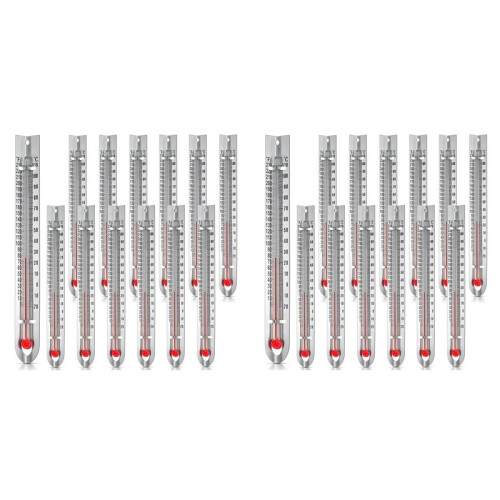 24-Pack V Shaped Dual Scale Science Thermometers, Mercury-Free for Schools, Labs, and Home Experiments