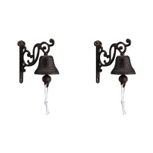 2X Cast Iron Outdoor Dinner Bell, Vintage Wall Mounted Design with Clear Sound for Home and Garden Decor