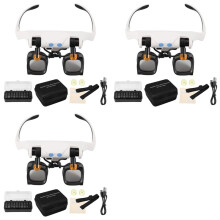 3 Set Glasses Jewelers Magnifying Glass with Light & 5 Interchangeable Lens Pairs(2X 4X 6X 10x 13x), Headband