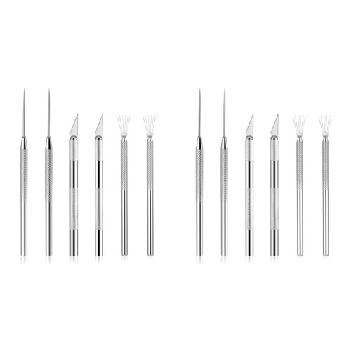 12 Pcs Ceramic Pottery Clay Ribbon Sculpting Tool Kit with Wire Texture Pin Carving for Modeling Detail Processing