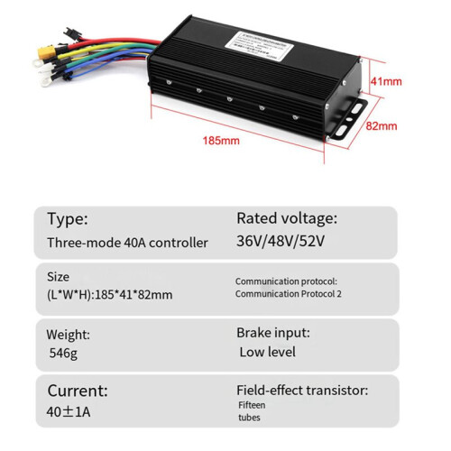 3X 36/48V/52V E-Bike 40A 1500/2000W Three Mode Sine Wave Brushless Controller