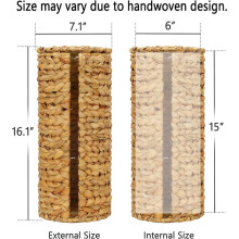 2X Stand Paper Storage with Lid,Toilet Tissue Holder Free Standing Water Hyacinth Wciker Toilet Paper Organizer Basket