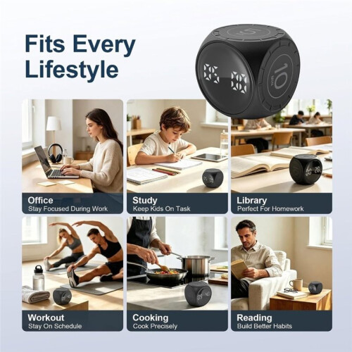 Pomodoro Timer, Gravity-Flip Countdown Timer with 5, 10, 25 & 50 Presets Custom Timer, Silent & Vibration Alerts 2
