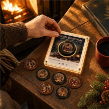 Weihnachts-Vinyl-Player-Kühlschrank-Schallplatten-NFC-Magnet-Musikbox-Set mit 9 Schallplatten im Vinyl-Stil