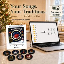Xmas Magnetic Music Fridge Magnet Christmas Viny Record Music Player with Fridge Magnets NFC Tap-to- Retro Audio Box