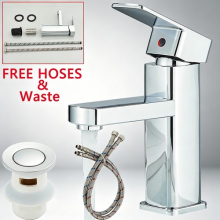 Cloakroom Basin Mixer Tap Chrome Basin Sink Mono Bathroom Tap + Fixings + Waste