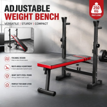 Adjustable Folding Weight Bench Home Gym Flat Incline Decline Max 250KG